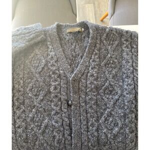 Inis Crafts 100% Wool Cable‎ Knit Cardigan Sweater Made in Ireland Women's